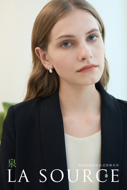 Luxyin French Pearl Sterling Silver Studs