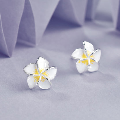 Luxyin Dangel Earrings: S925 Silver Egg Flower Studs
