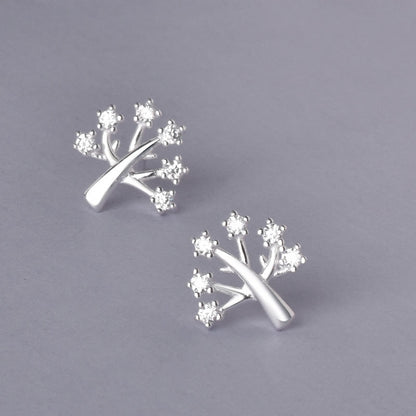 Luxyin Sterling Silver Wish Tree Stud Earrings