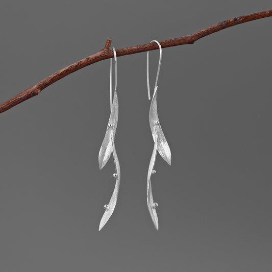 Luxyin Leaf Whisper Earrings - Silver & Gold