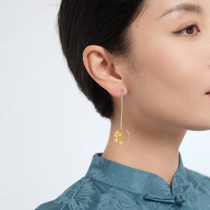 Luxyin Whispers of Osmanthus: Sterling Silver Chinese Earrings