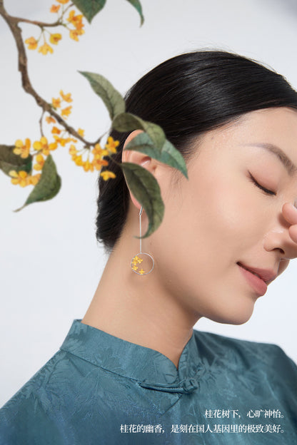 Luxyin Whispers of Osmanthus: Sterling Silver Chinese Earrings