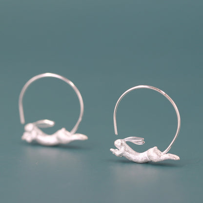 Luxyin Cute Bunny 925 Silver Stud Earrings