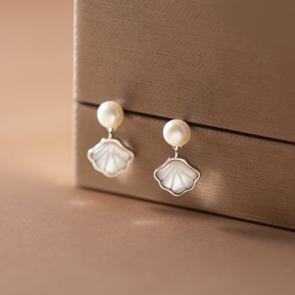 Elegant S925 Silver Summer Shell Pearl Stud Earrings