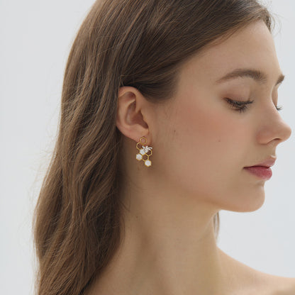 Luxyin Honeycomb & Bee Sterling Silver Studs