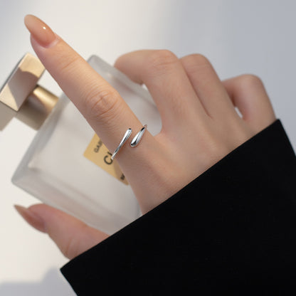 Luxyin S925 Sterling Silver Teardrop Open Ring