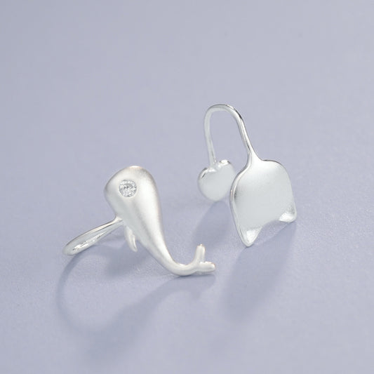 Luxyin S925 Sterling Silver Asymmetrical Whale & Cat Ear Cuffs