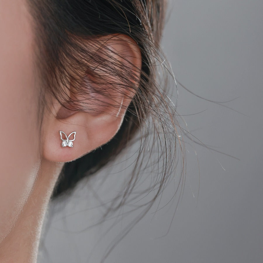 Luxyin S925 Sterling Silver Butterfly Stud Earrings