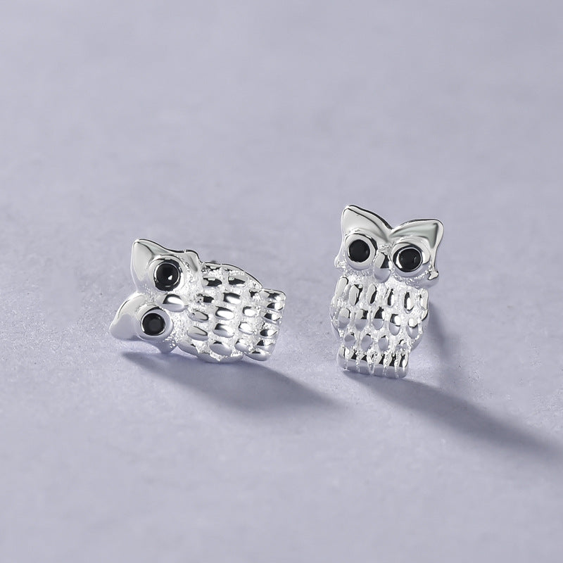 Luxyin 925 Sterling Silver Cute Owl Stud Earrings