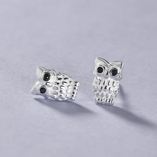 Luxyin 925 Sterling Silver Cute Owl Stud Earrings