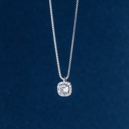 Luxyin Sterling Silver Square Zirconia Necklace