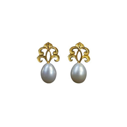 Luxyin French Pearl Sterling Silver Studs
