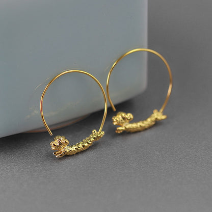 Luxyin Playful Puppy Love: Sterling Silver Teddy Dog Earrings