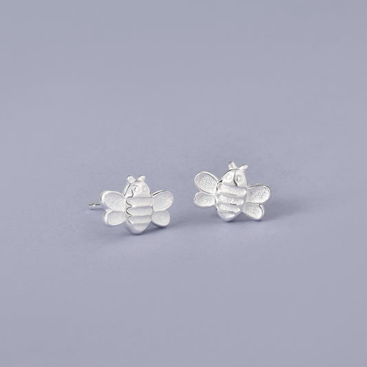 Luxyin Sterling Silver Bee Stud Earrings