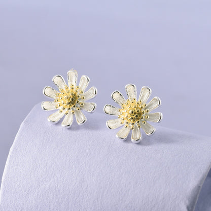 Luxyin S925 Sterling Silver Daisy Stud Earrings - Sweet & Fresh Style