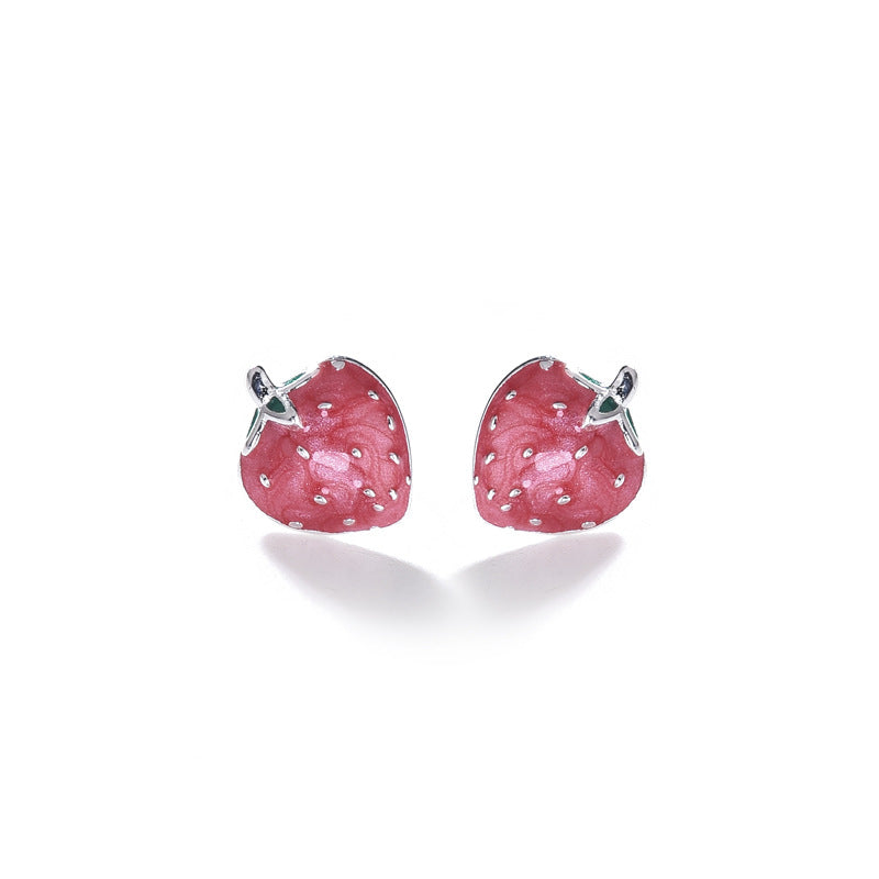 Luxyin 925 Sterling Silver Strawberry Stud Earrings
