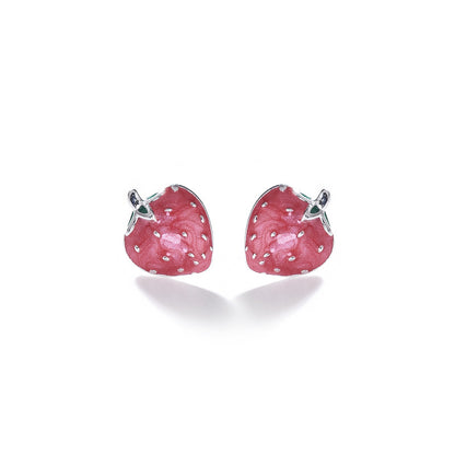 Luxyin 925 Sterling Silver Strawberry Stud Earrings
