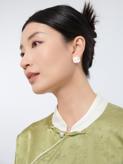 Luxyin Petite Bird & Lotus S925 Silver Earrings
