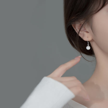 S925 Silver Synthetic Moonstone Drop Earrings Korean Minimalist Fresh Summer Style
