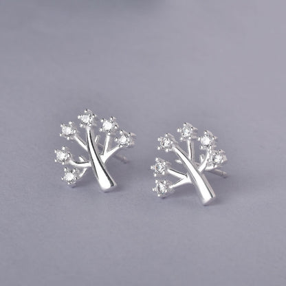 Luxyin Sterling Silver Wish Tree Stud Earrings