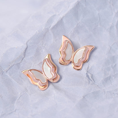 Luxyin 925 Sterling Silver Mother of Pearl Butterfly Stud Earrings