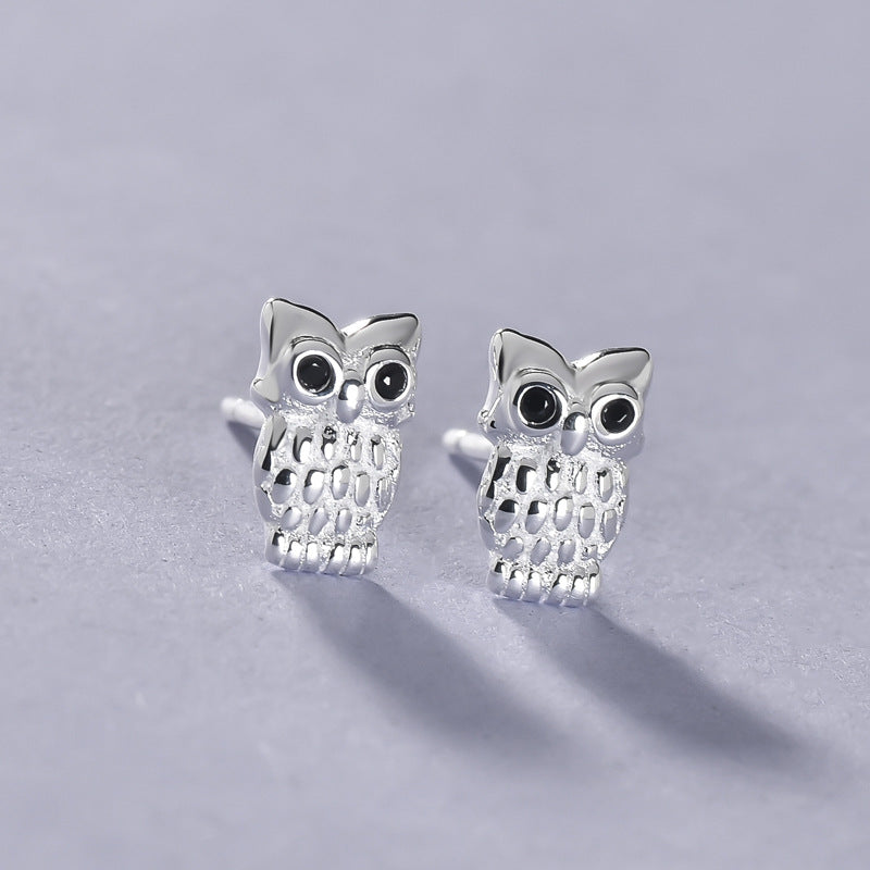 Luxyin 925 Sterling Silver Cute Owl Stud Earrings