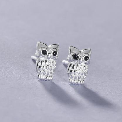 Luxyin 925 Sterling Silver Cute Owl Stud Earrings