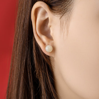 Luxyin Jade Dreams: 925 Silver Stud Earrings
