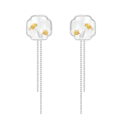 Luxyin Petite Bird & Lotus S925 Silver Earrings