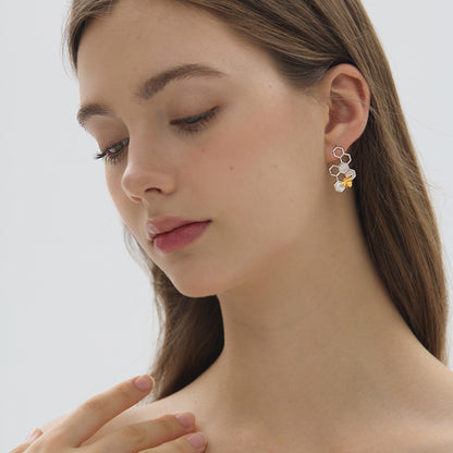 Luxyin Honeycomb & Bee Sterling Silver Studs
