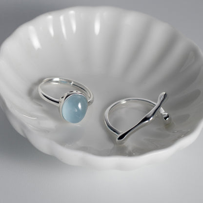 Luxyin S925 Silver Aquamarine Fairy Ring