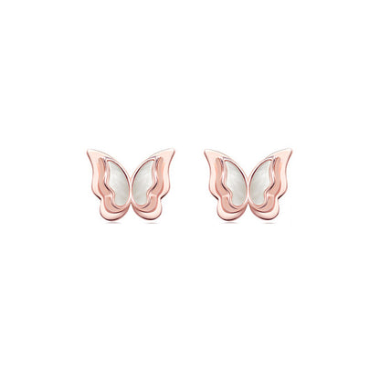 Luxyin 925 Sterling Silver Mother of Pearl Butterfly Stud Earrings