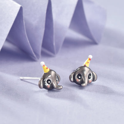 Luxyin 925 Sterling Silver Cute Elephant Stud Earrings