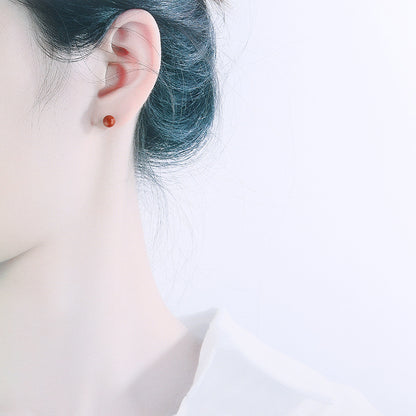 Luxyin Red Agate Sparkle Studs