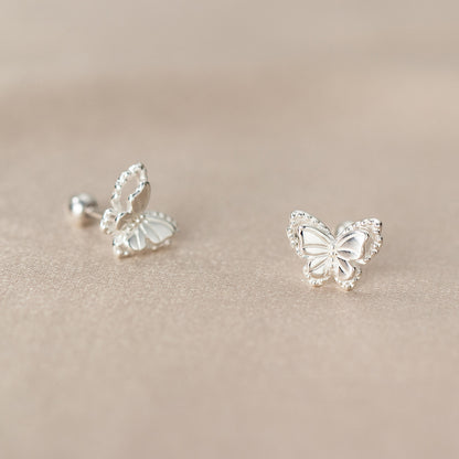 Luxyin Flutter Sparkle: 925 Silver Butterfly Stud Earrings