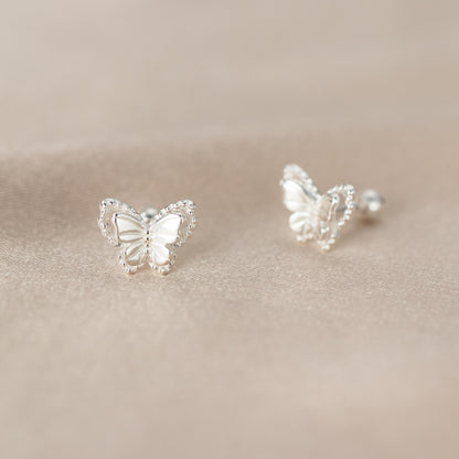 Luxyin Flutter Sparkle: 925 Silver Butterfly Stud Earrings
