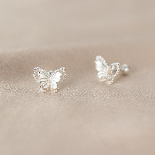 Luxyin Flutter Sparkle: 925 Silver Butterfly Stud Earrings
