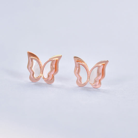 Luxyin 925 Sterling Silver Mother of Pearl Butterfly Stud Earrings
