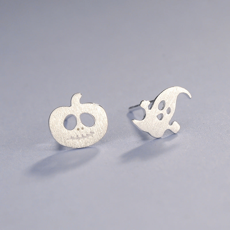 Luxyin S925 Silver Ghost & Pumpkin Stud Earrings