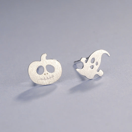 Luxyin S925 Silver Ghost & Pumpkin Stud Earrings