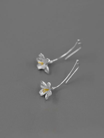 Luxyin Freesia Bloom Sterling Silver Dangle Earrings