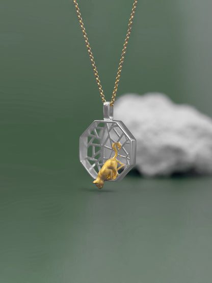 Luxyin Whimsical Kitty: Sterling Silver Cat Pendant