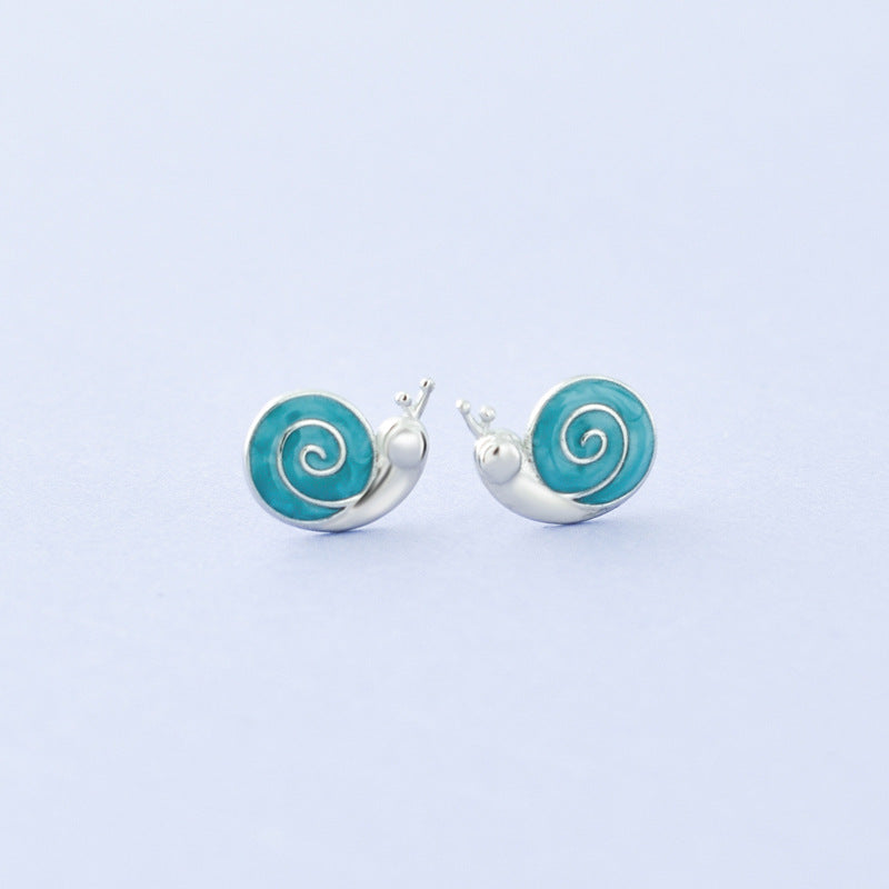 Luxyin S925 Silver Cartoon Snail Stud Earrings