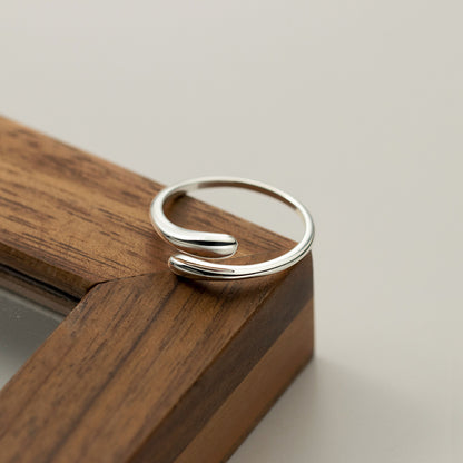 Luxyin S925 Sterling Silver Teardrop Open Ring