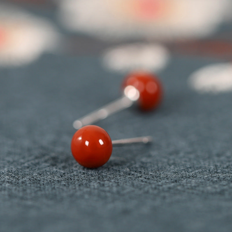 Luxyin Red Agate Sparkle Studs