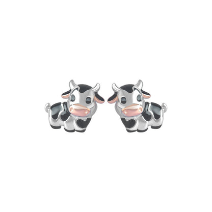 Luxyin 925 Sterling Silver Cow Stud Earrings - Cute & Minimalist