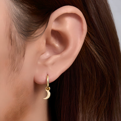 Asymmetrical Star & Moon Dangle Earrings in S925 Sterling Silver