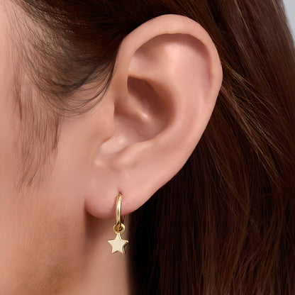 Asymmetrical Star & Moon Dangle Earrings in S925 Sterling Silver