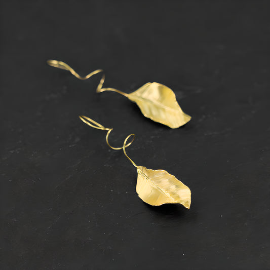 Autumn Leaf S925 Sterling Silver French Artistic Romantic Elegant Earrings