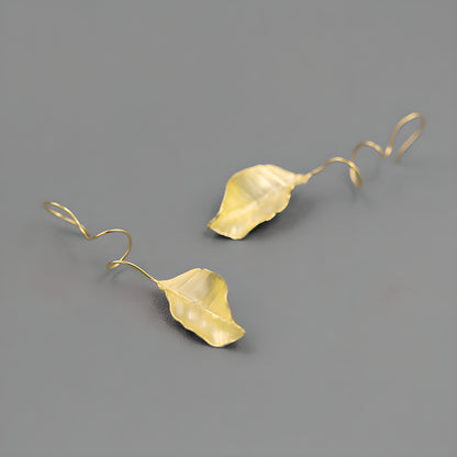 Autumn Leaf S925 Sterling Silver French Artistic Romantic Elegant Earrings